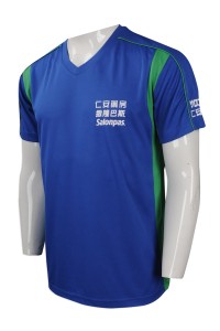T792 來樣訂做短袖V領T恤  自製logo印花款T恤 香港仁安藥房 員工制服T恤生產商     藍色